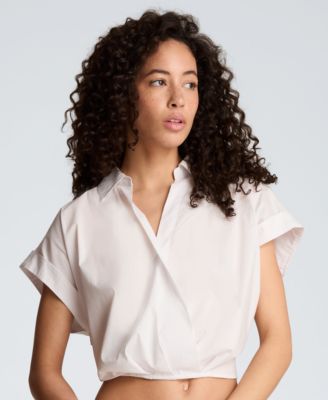 Women's Pleated Cross-Over Front Shirt