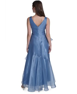 Women's Sleeveless V-Neck Ruffle Gown