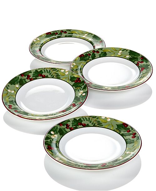 222 Fifth Christmas Foliage 4Pc. Appetizer Plate Set & Reviews Home