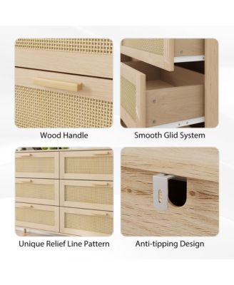 Rattan Storage Cabinet with 6 Drawers