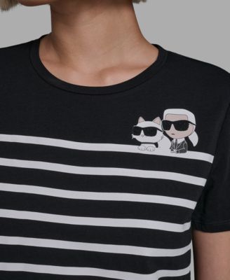 Women's Short-Sleeve Striped Logo T-Shirt