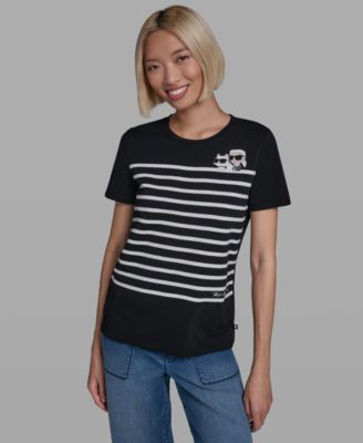 Women's Short-Sleeve Striped Logo T-Shirt
