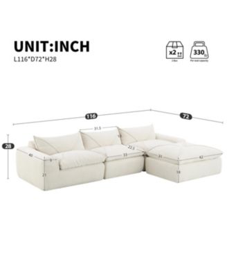 116" Fully Compressed Sofa - No Assembly Chenille