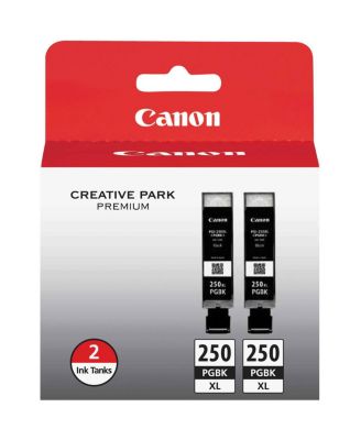 PGI-250XL High-Capacity Pigment Ink Cartridge for Select PIXMA iP, MG, MX Series Printers, 2 Pack, Black
