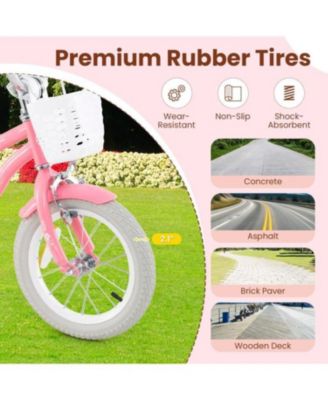 18 Inch Kids Bike with Training Wheels and Basket for Boys & Girls-4-8 Years