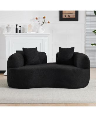  Curved Loveseat Sofa, Teddy Velvet, No-Assembly, 350 lbs Capacity