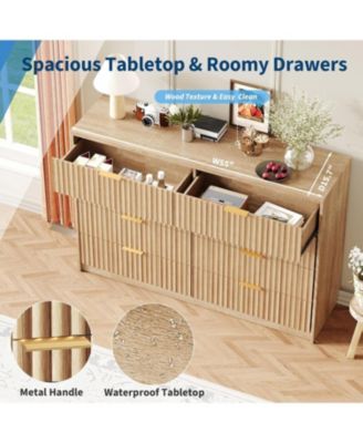 Modern 8-Drawer Dresser with Fluted Front