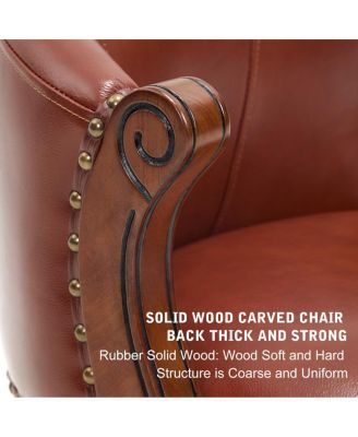 Cow top Leather Wooden Bar Stools, 360 Swivel Bar Chair with Backs