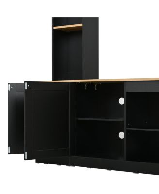 Elegant Arched Entertainment Center with Bookshelf & Farmhouse TV Stand