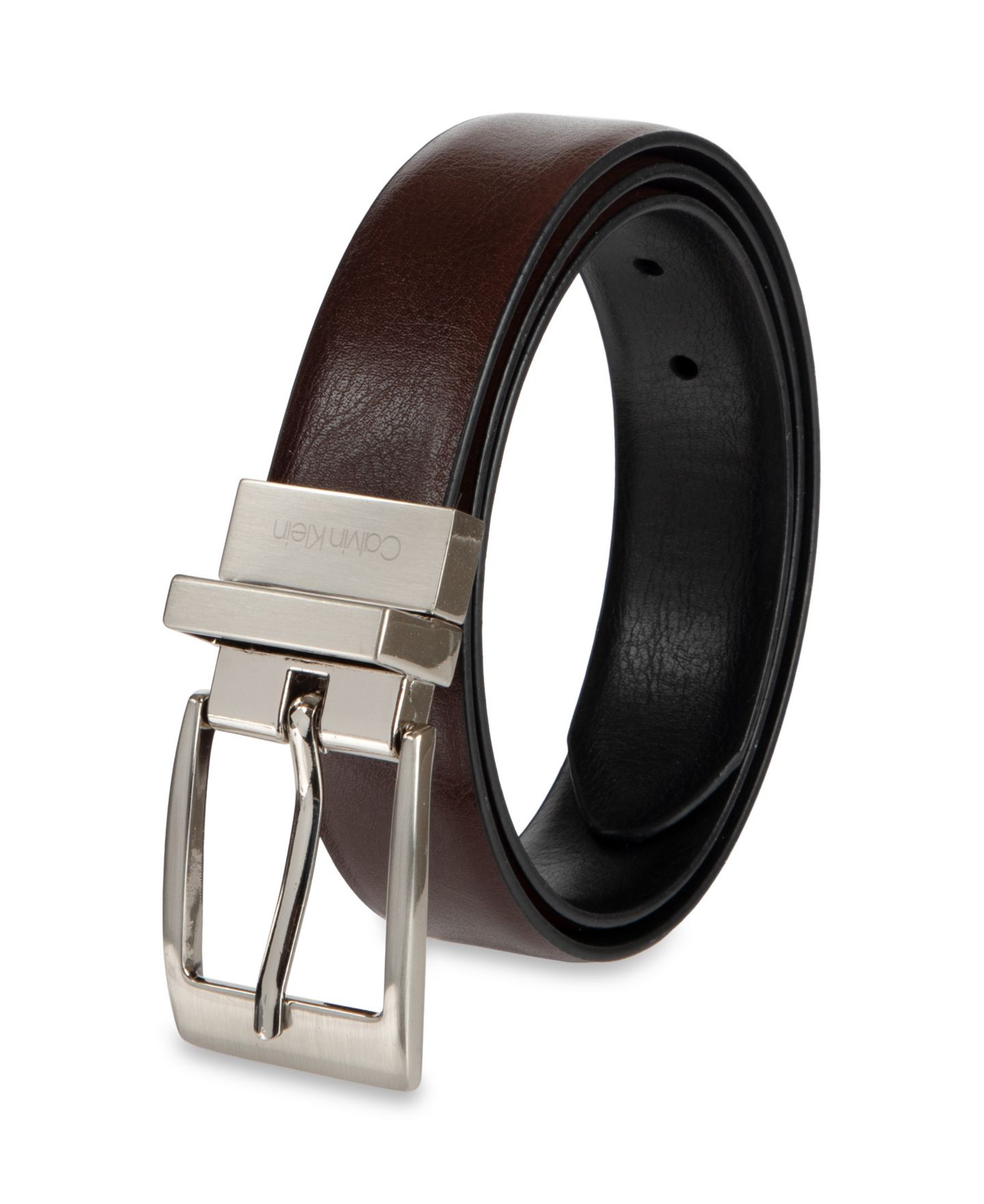 Ремень Calvin Klein Two-In-One Reversible Dress Belt для мальчиков, цвет: Коричневый / Чёрный — фото 2
