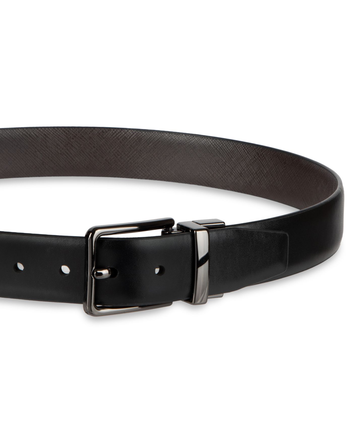 Ремень Calvin Klein Two-In-One Reversible Smooth-To-Saffiano Dress Belt для мальчиков, цвет: Чёрный / Коричневый — фото 5