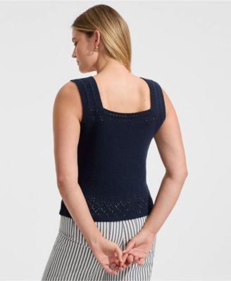 Women's Pointelle Square Neck Tank Sweater