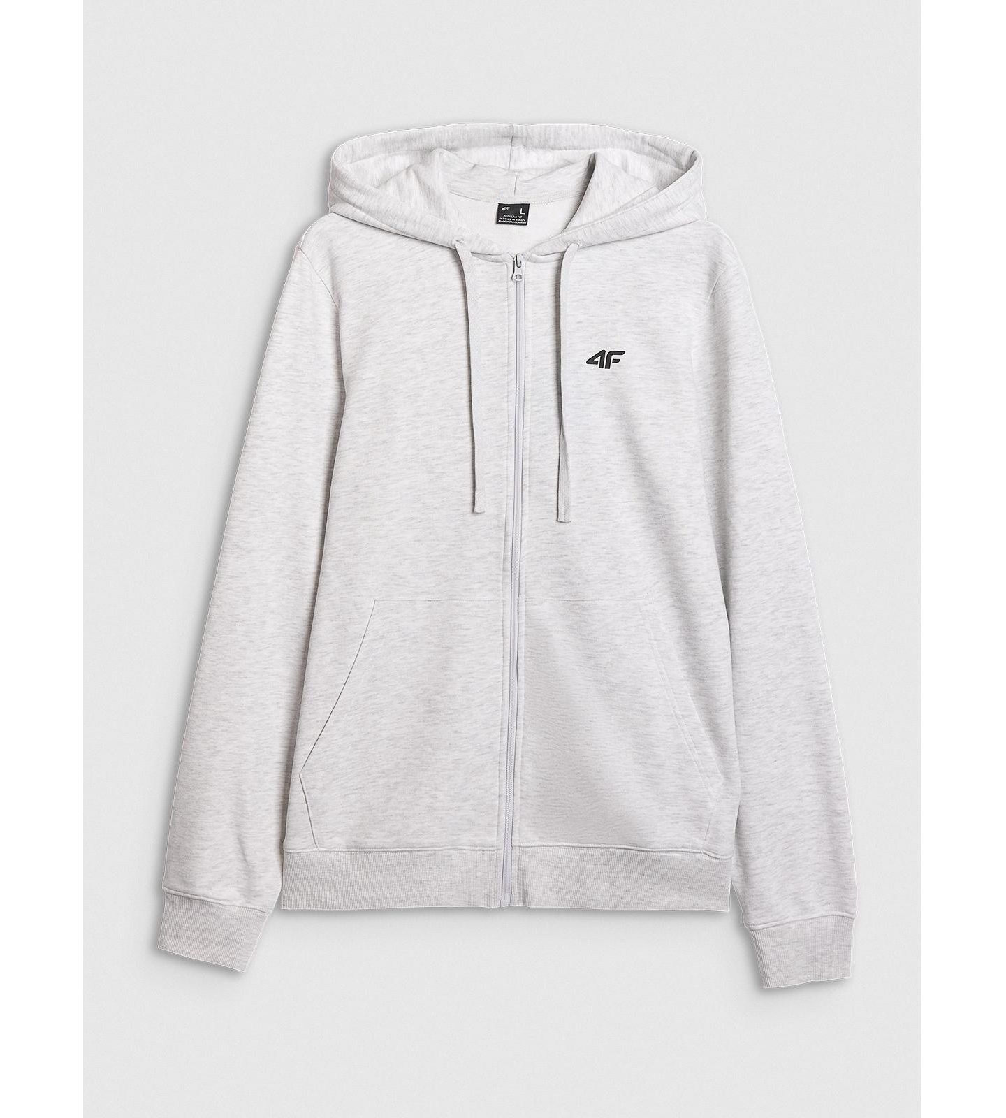 Мужской свитшот 4F Zip-Up Sweatshirt With A Hood, цвет: Светлый серый меланжевый — фото 2