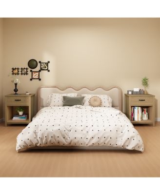 Wood Nightstand with Drawer and Open Shelf