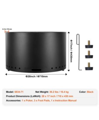 28-Inch Wood Burning Fire Pit with Removable Ash Pan, Stainless Steel Construction