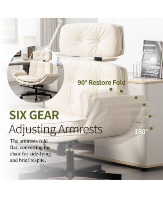 Criss Cross Adjustable Armrests & Wheels PU Lounge Vanity Desk Chair