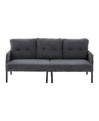 Oversized Corduroy Loveseat Sofa with Metal Legs & Side Pockets