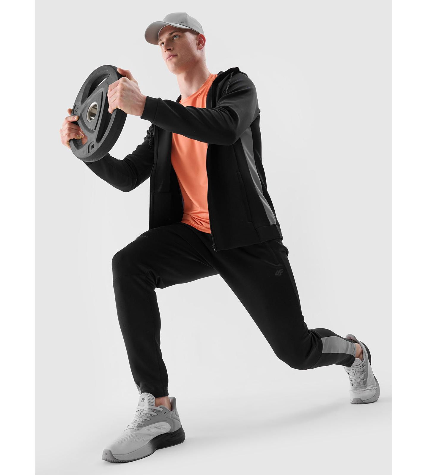Мужской свитшот 4F Zipped Hooded Quick-Drying Training, цвет: Глубокий чёрный — фото 4