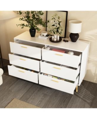 6-Drawers Solid Wood Chest of Drawer Accent Storage Cabinet, Bedroom Dresser