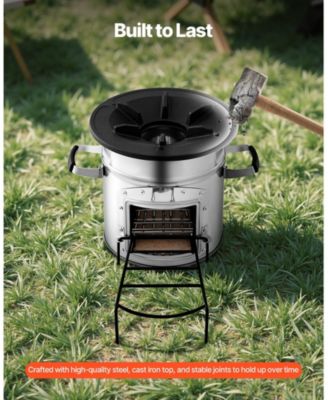 Portable Stainless Steel Camping Rocket Stove with Carry Bag Single Door