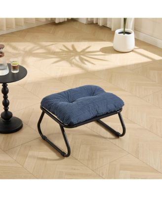 Outdoor Lounge Chair - Sling Recliner Chair with Puffy Cushion and Foot Stool for Living Room, Bedroom