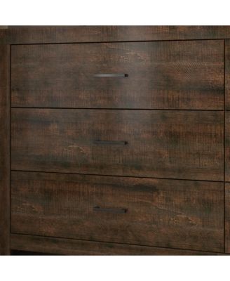 Brown 6-Drawer Finish Dresser Chest of Drawers Cabinet