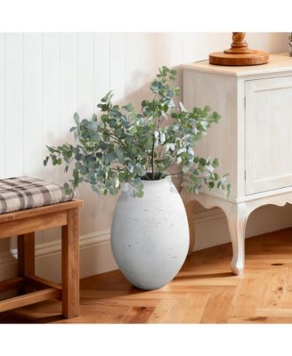 Antique White Cement Bulb Vase, Tall Home Accent for Floor and Tabletops