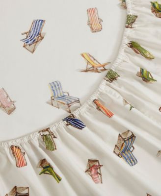 Beach 200-Thread Count Chairs Cotton Percale 3-Pc. Sheet Set, Twin