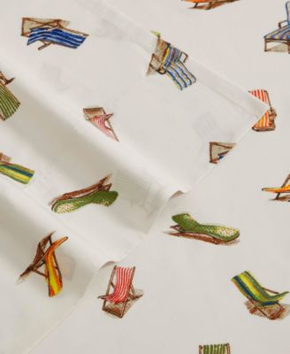 Beach Chairs 200-Thread Count Cotton Percale 4-Pc. Sheet Set, California King