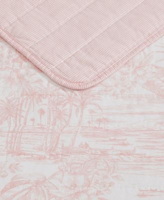 Beach Bluff Toile Cotton Reversible 3-Pc. Quilt Set, King