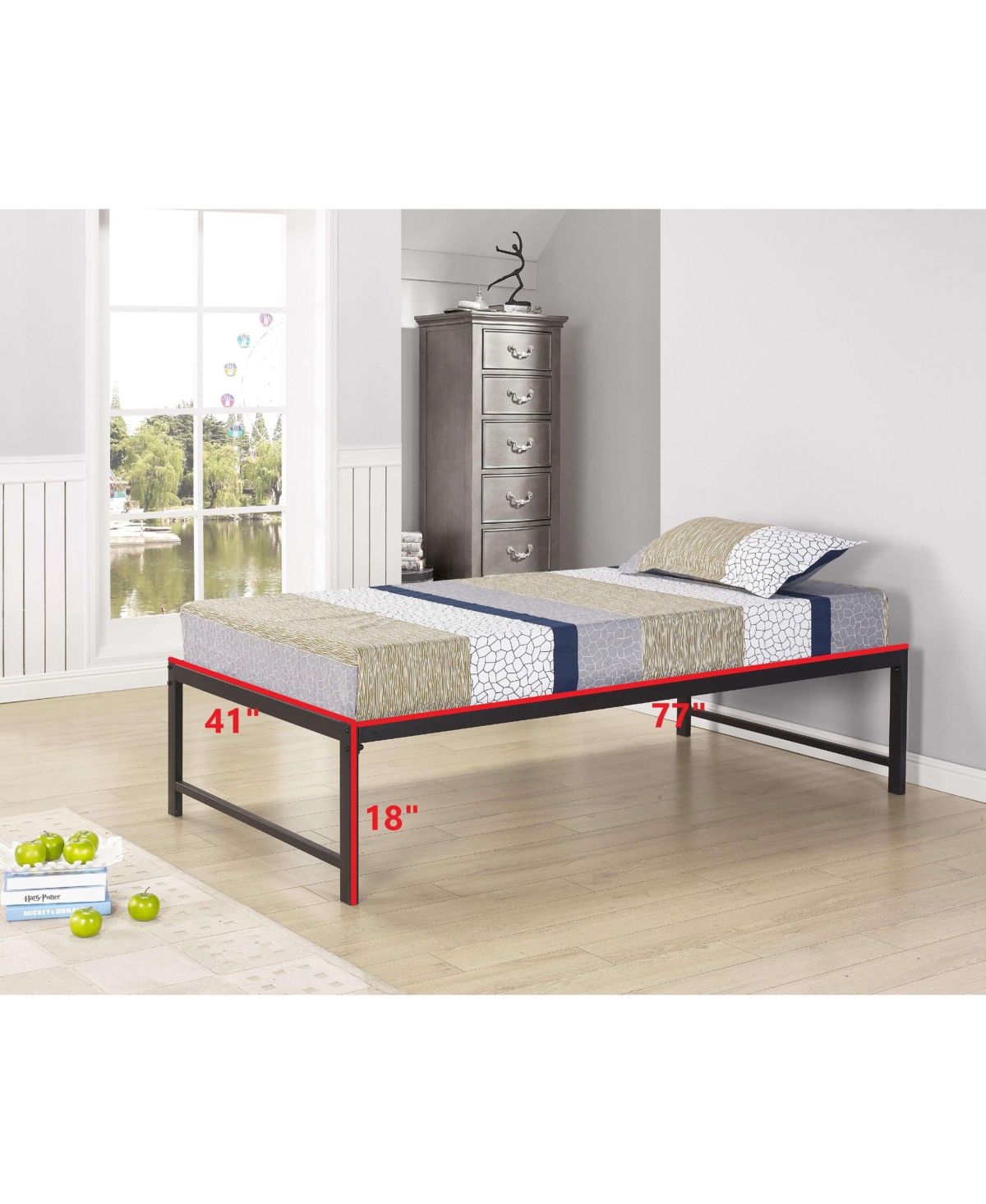 Kings Brand Furniture Hi-riser Bed With Pop-up Trundle Bed