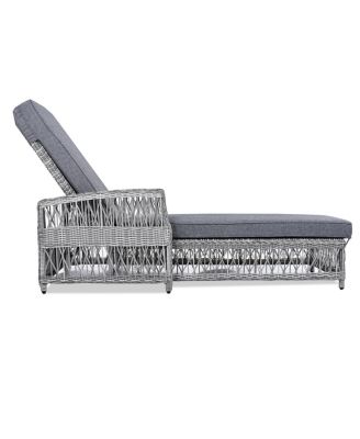 Outdoor Long Reclining Chaise Lounge with Armrests