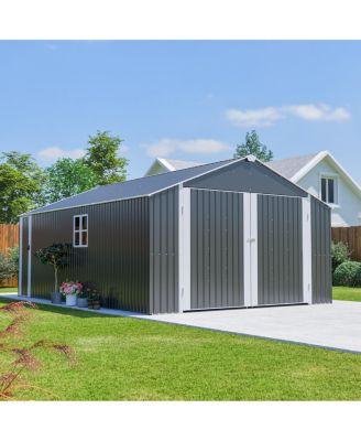 12x20 FT Metal Shed Garage - 1810 CUFT, Double-Door, All-Weather Storage
