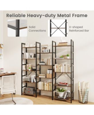 5-tier Triple Wide Heavy-duty Metal Frame Industrial Bookshelf.