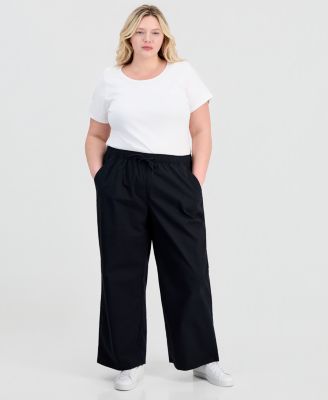 Plus Size Wide-Leg Pull-On Pants