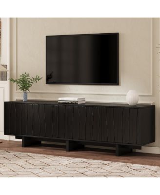 Retro Wood Grain TV Stand for TVs up to 75", Rustic Media Console with Storage