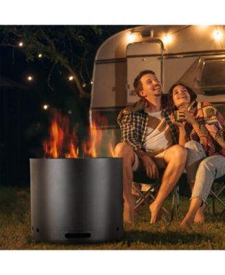 15 Inch Smokeless Wood Burning Fire Pit with Removable Ash Pan, Stainless Steel