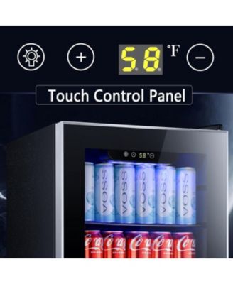 2.3 Cu.Ft Beverage Refrigerator, 95 Can Mini Fridge, Glass Door