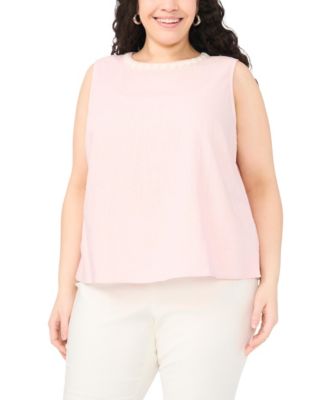 Plus Size Sleeveless Crewneck Blouse