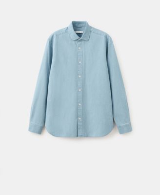 Men's Cotton-Linen Regular Fit Denim Shirt