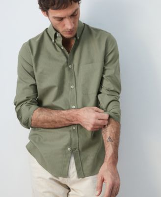 Men's Cotton Striped Regular-Fit Oxford Shirt