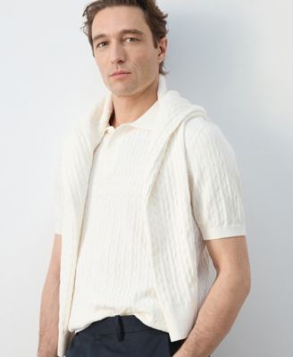 Men's Cotton Braided Knitted Polo Shirt