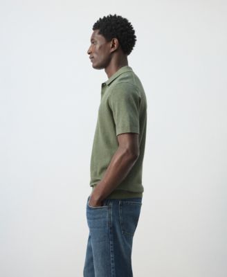 Men's Microstructure Fine-Knit Polo Shirt