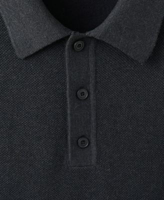 Men's Microstructure Fine-Knit Polo Shirt