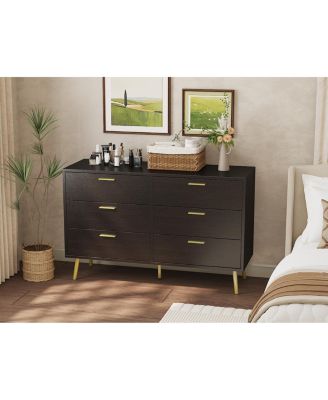 6-Drawers Solid Wood Chest of Drawer Accent Storage Cabinet, Bedroom Dresser