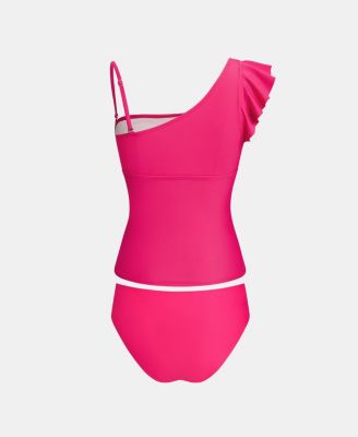 Women's One-Shoulder Adjustable Straps Tankini Set