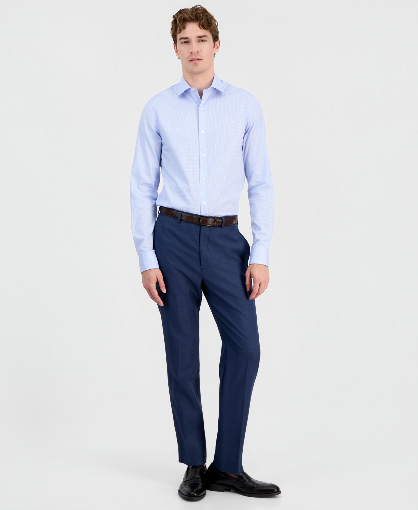 Мужская рубашка Tommy Hilfiger Geometric Pattern Dress Shirt, цвет: Синий — фото 2