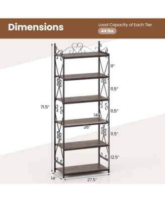 6-Tier Bookshelf Industrial Bookcase with 2 Anti-Tipping Kits and Metal Frame