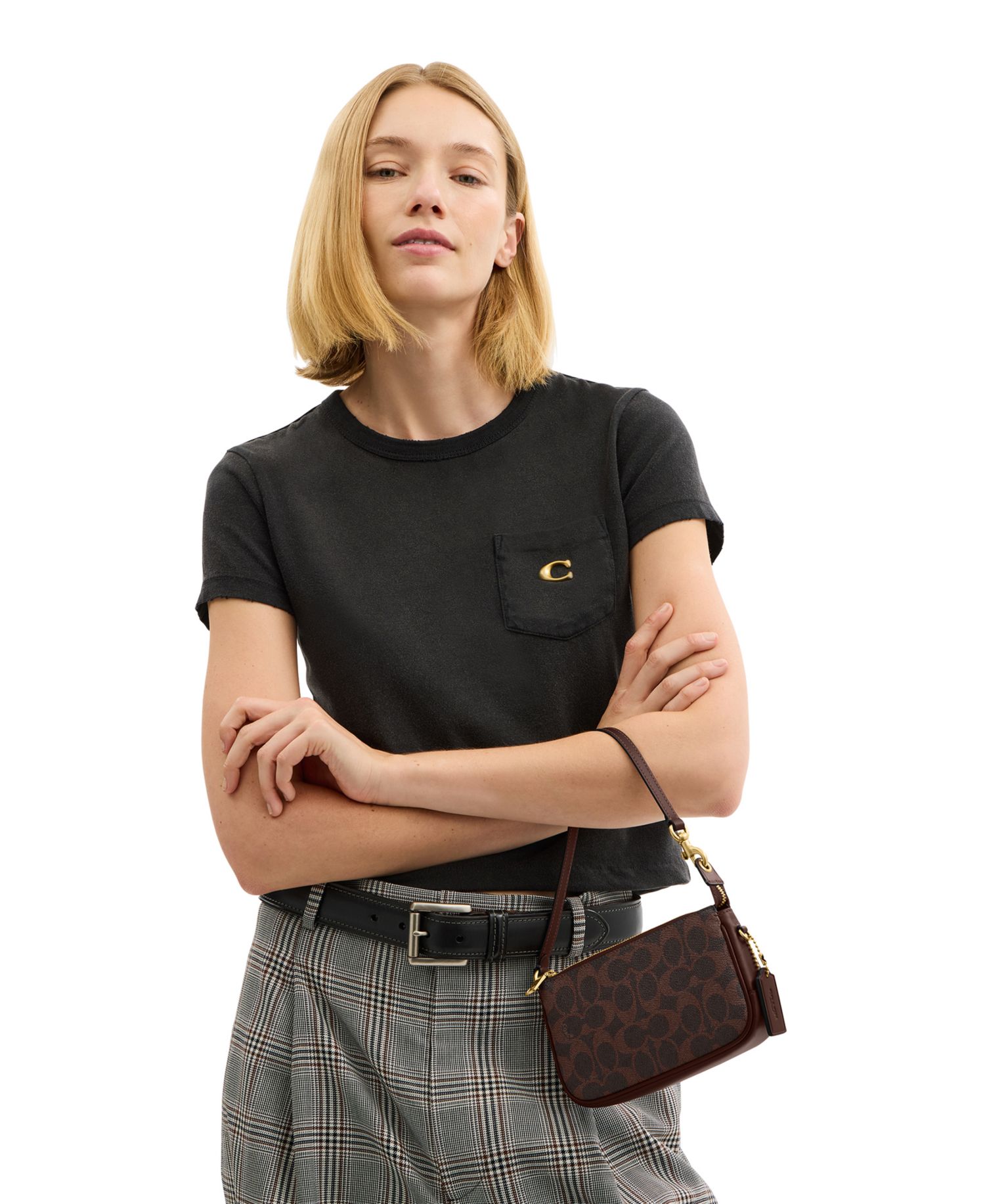 Plaza Mini Signature Canvas Slim Shoulder Bag 18