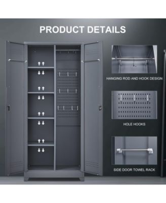 Metal Lockers Cleaning Tool Storage Cabinets With Locking Doors